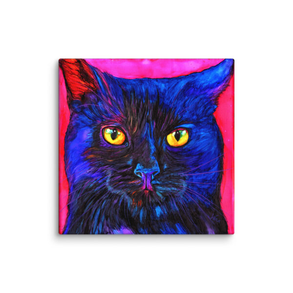 "Loki" the Black Cat on Canvas - Image 4